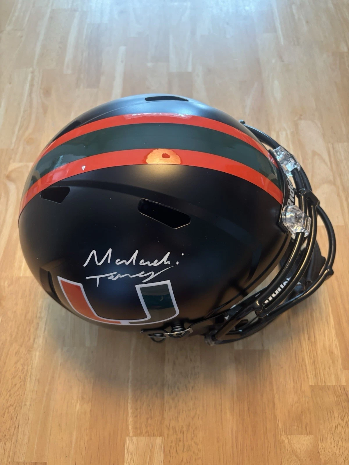 Malachi Toney Miami Hurricanes Signed Autographed FullSize Helmet JSA. Full Name