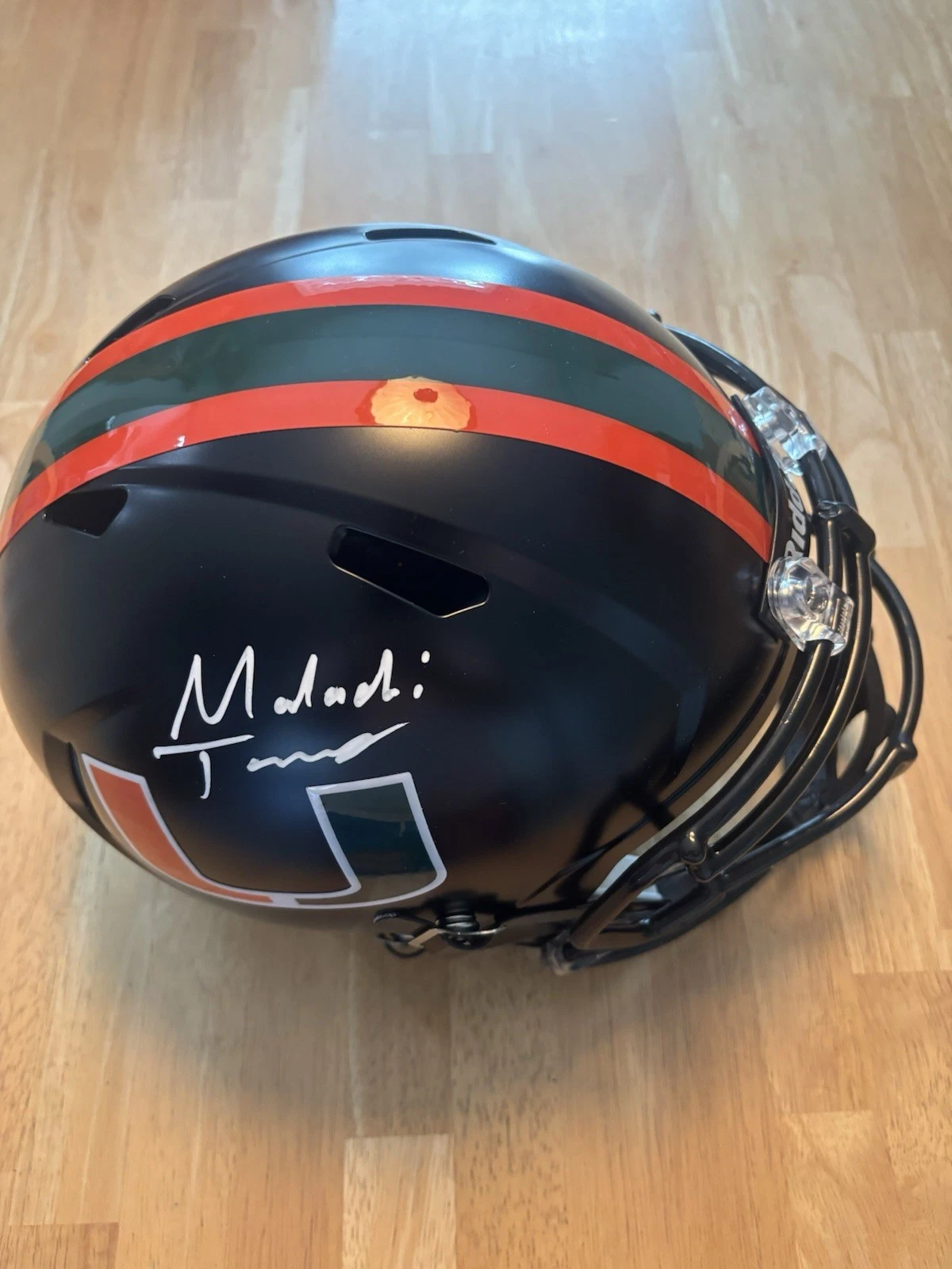 Malachi Toney Miami Hurricanes Signed Autographed FullSize Helmet JSA. Full Name