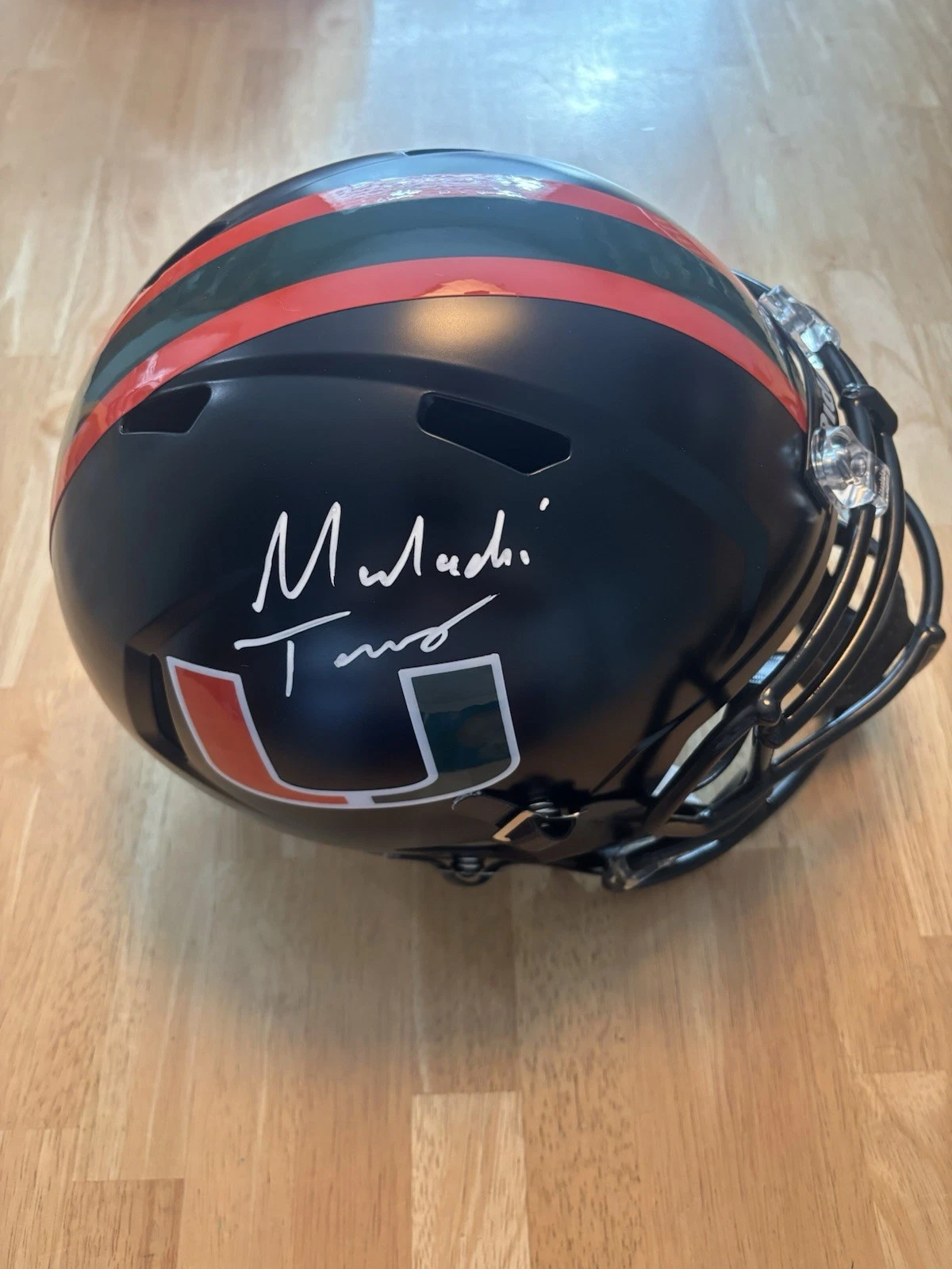Malachi Toney Miami Hurricanes Signed Autographed FullSize Helmet JSA. Full Name