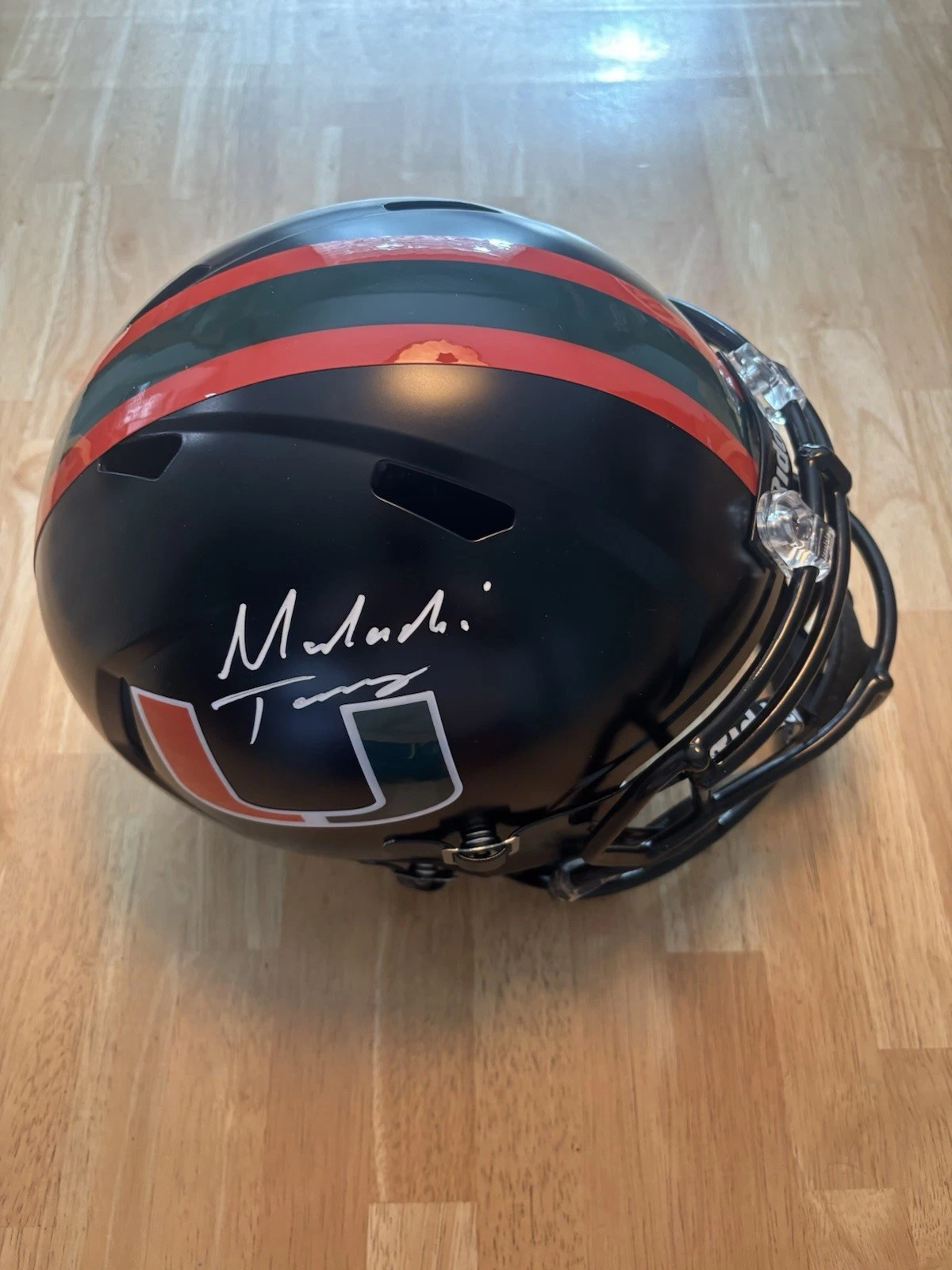 Malachi Toney Miami Hurricanes Signed Autographed FullSize Helmet JSA. Full Name