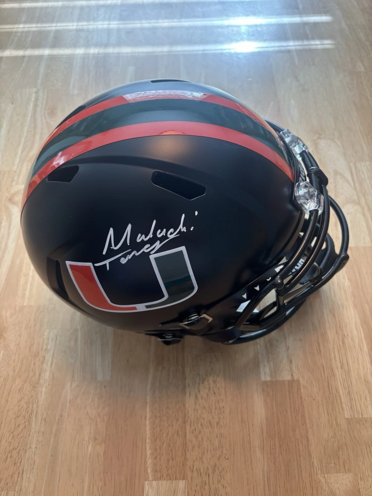 Malachi Toney Miami Hurricanes Signed Autographed FullSize Helmet JSA. Full Name