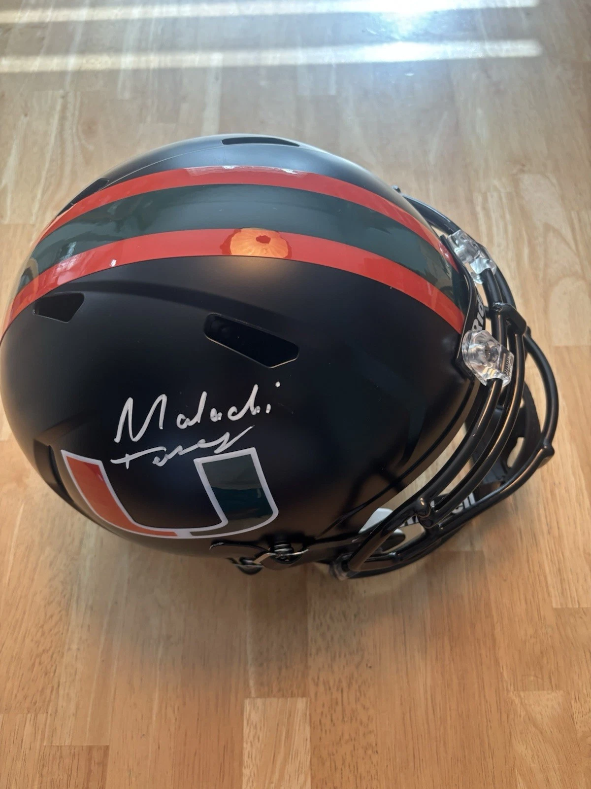 Malachi Toney Miami Hurricanes Signed Autographed FullSize Helmet JSA. Full Name