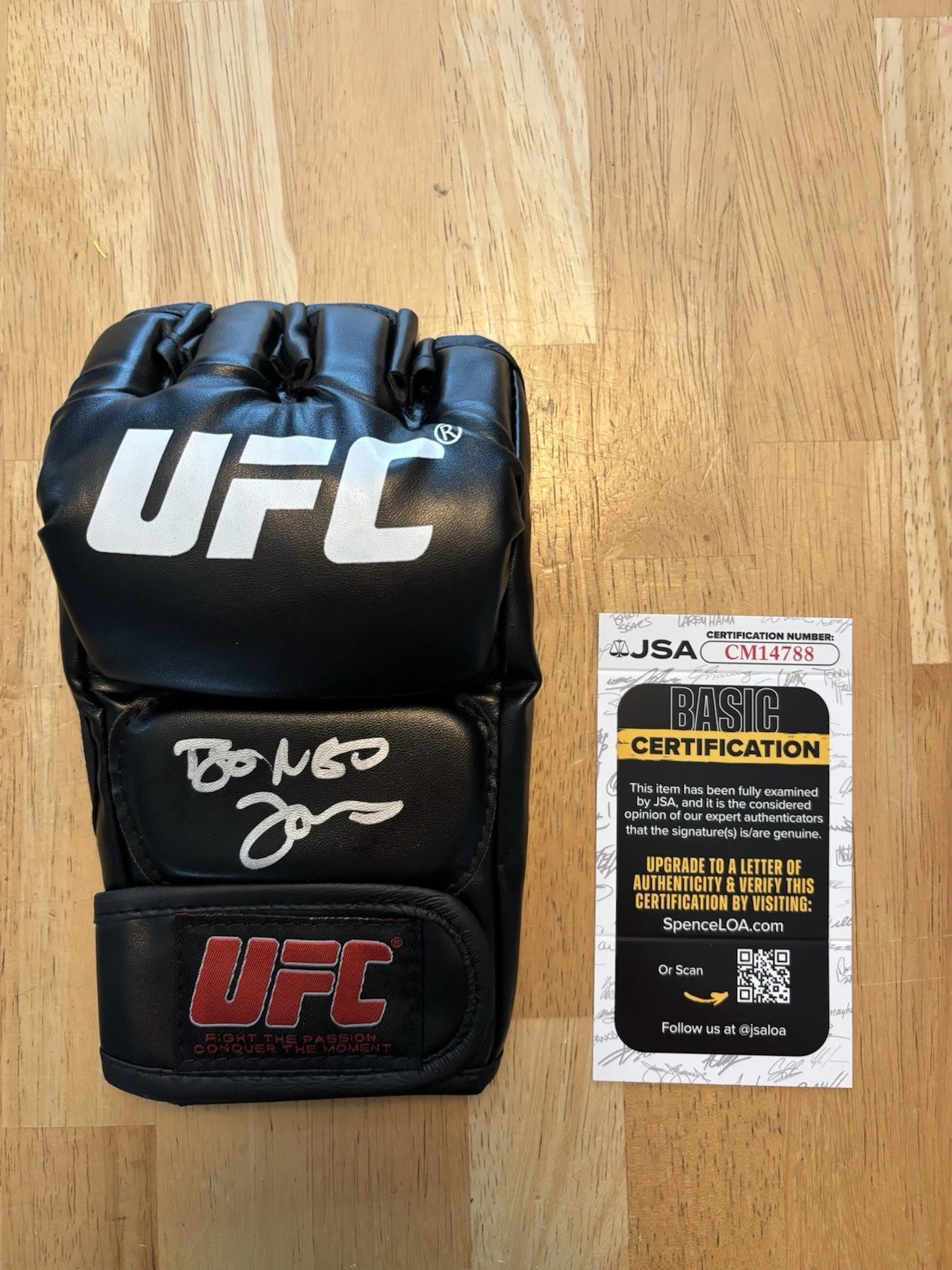 Jon “Bones” Jones Fighter Autographed UFC MMA Glove GOAT JSA COA