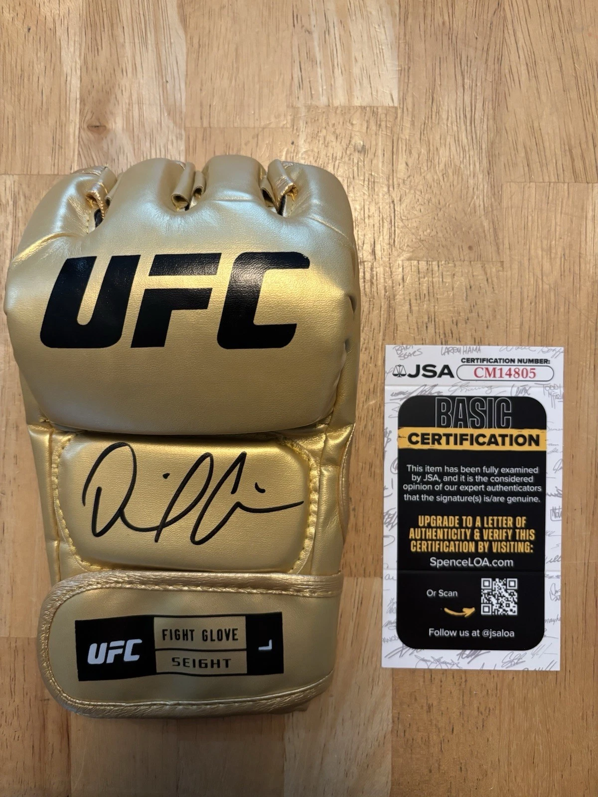 Daniel Cormier SIGNED AUTOGRAPHED UFC GLOVE MMA FIGHTER GOLD JSA