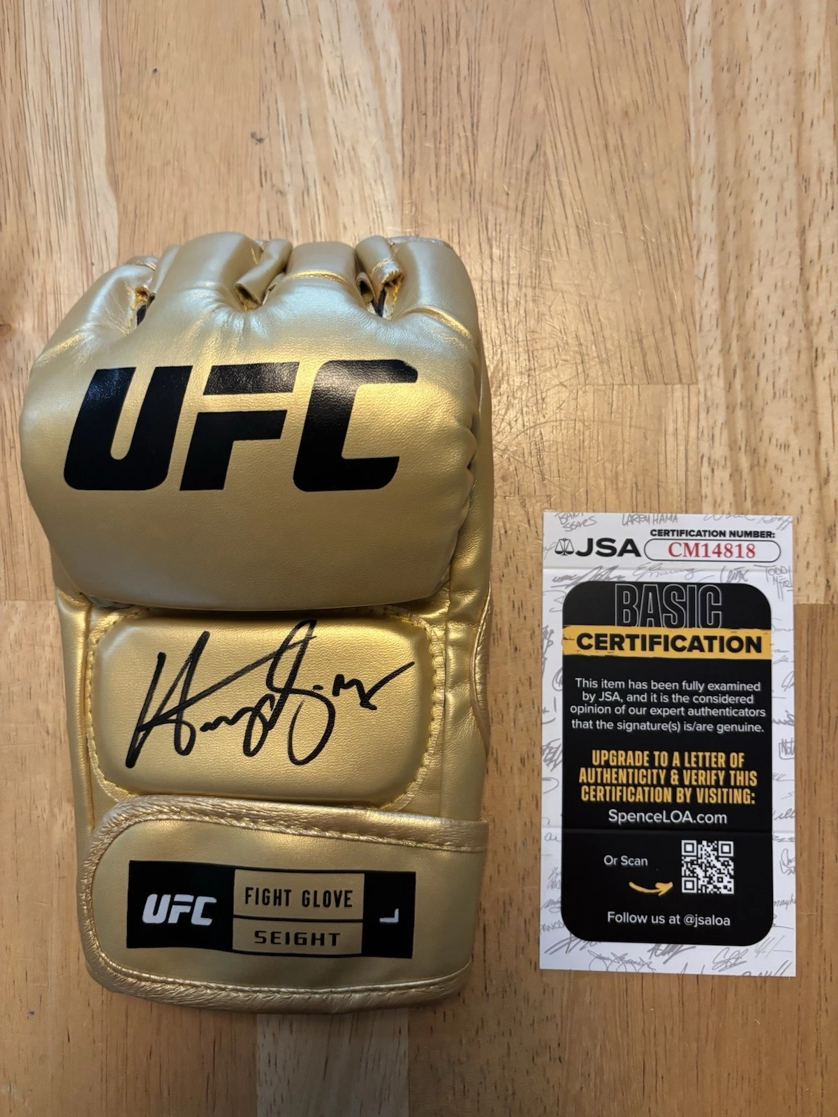 Henry Cejudo Triple C UFC Autographed Signed Gold Glove Jsa Coa
