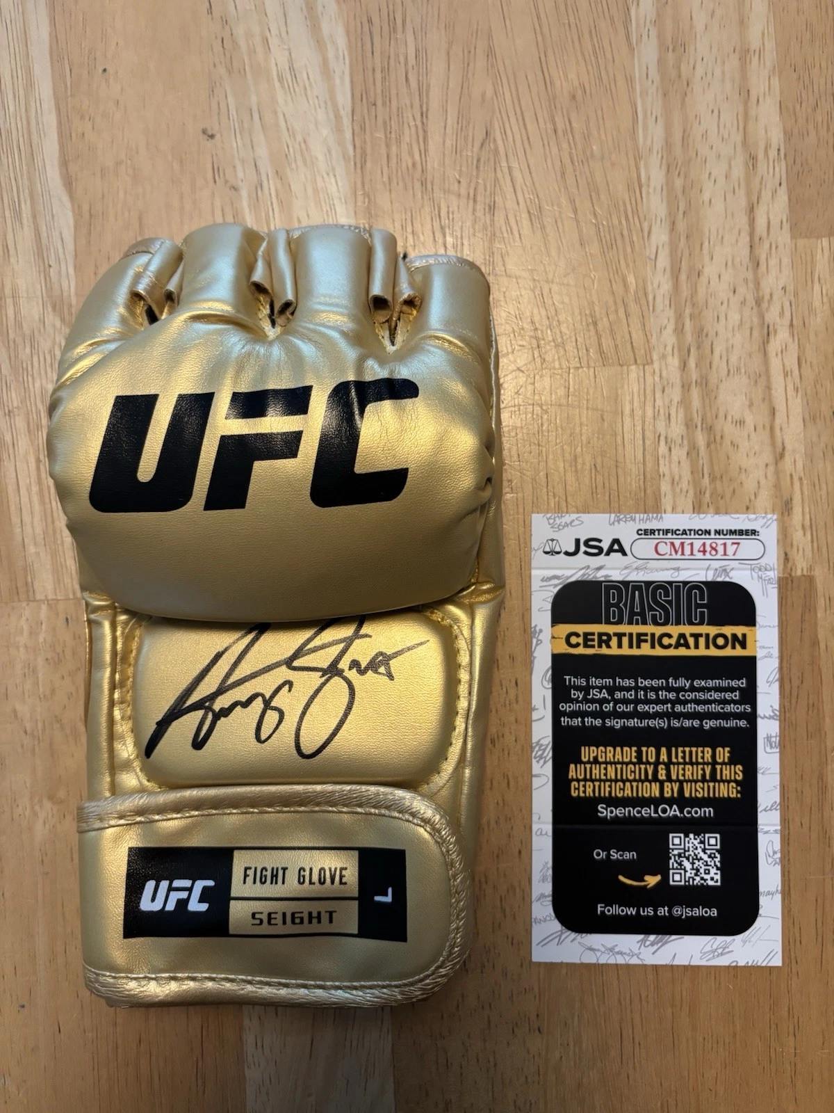Henry Cejudo Triple C UFC Autographed Signed Gold Glove Jsa Coa