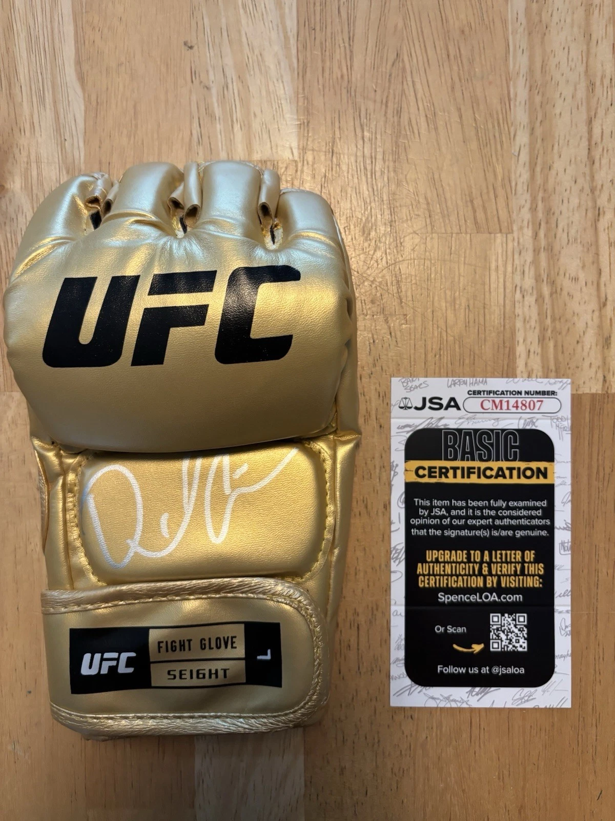 Daniel Cormier SIGNED AUTOGRAPHED UFC GLOVE MMA FIGHTER GOLD JSA