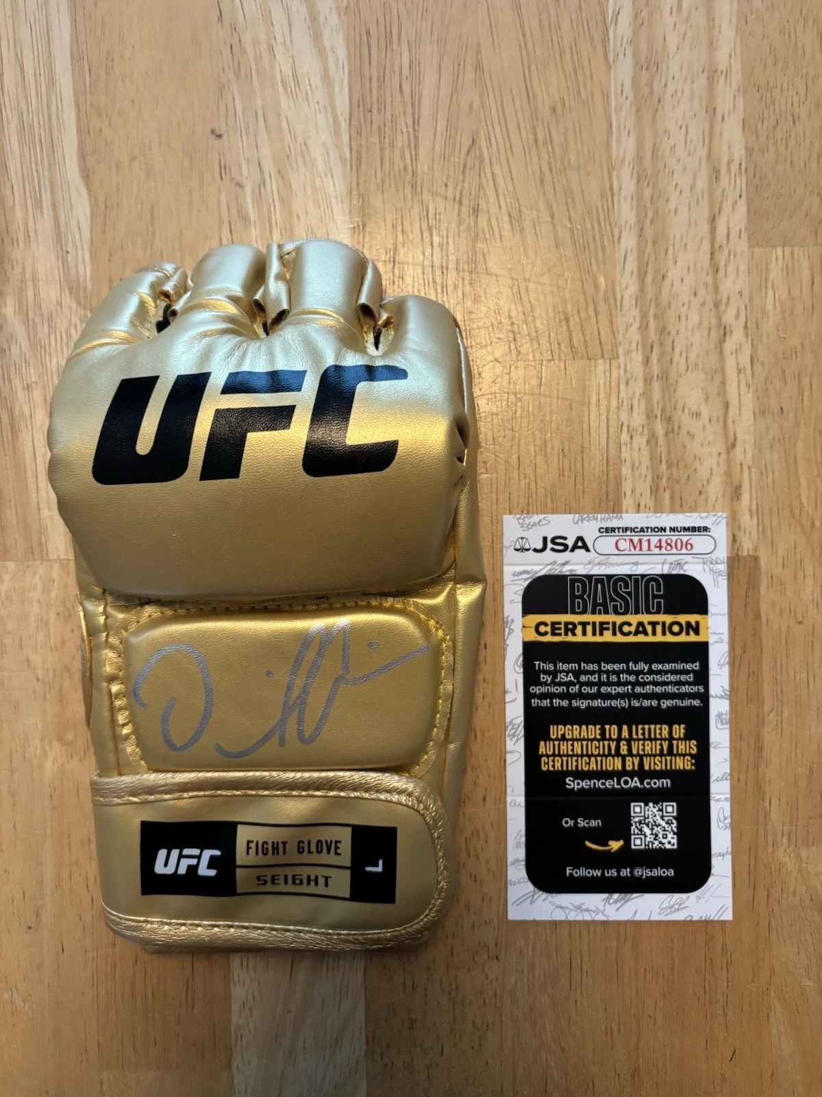 Daniel Cormier SIGNED AUTOGRAPHED UFC GLOVE MMA FIGHTER GOLD JSA