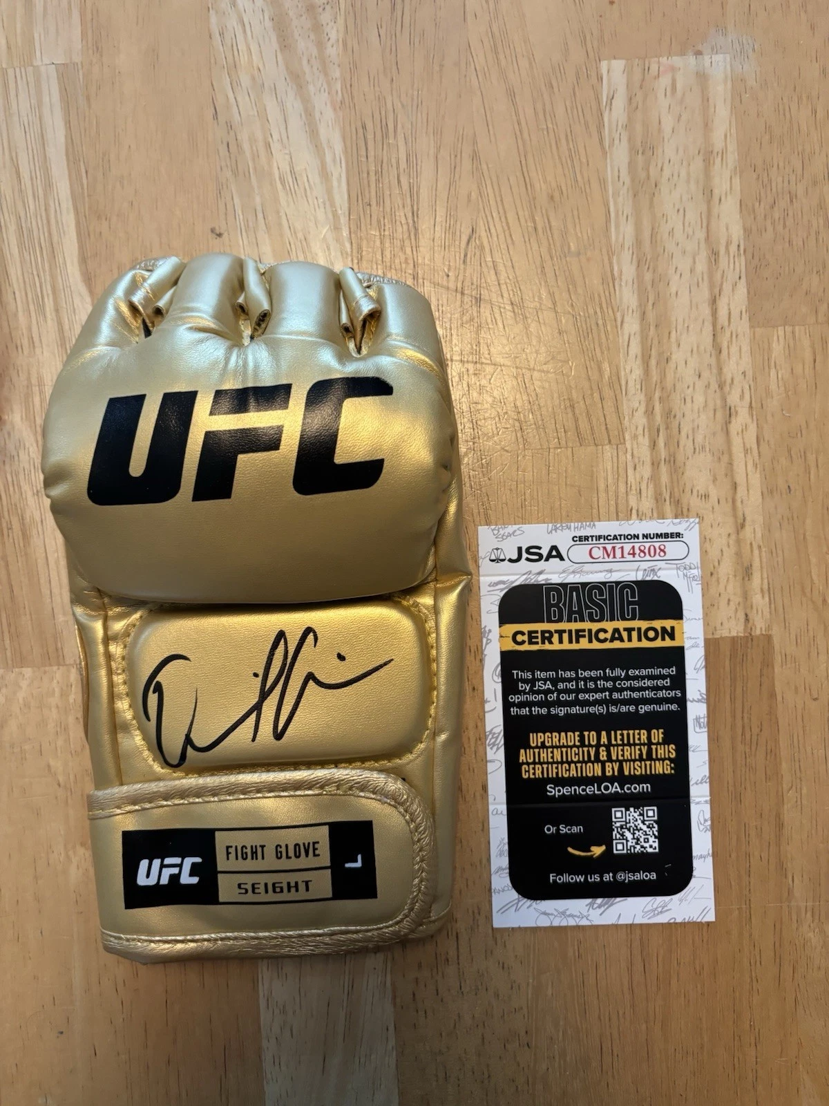 Daniel Cormier SIGNED AUTOGRAPHED UFC GLOVE MMA FIGHTER GOLD JSA