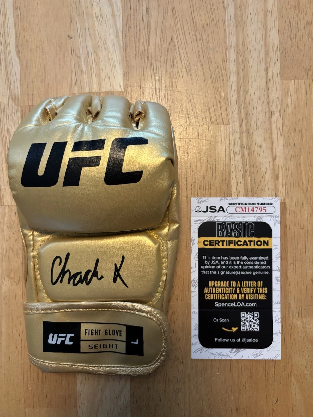 Charles Radtke SIGNED AUTOGRAPHED UFC GLOVE MMA FIGHTER GOLD JSA
