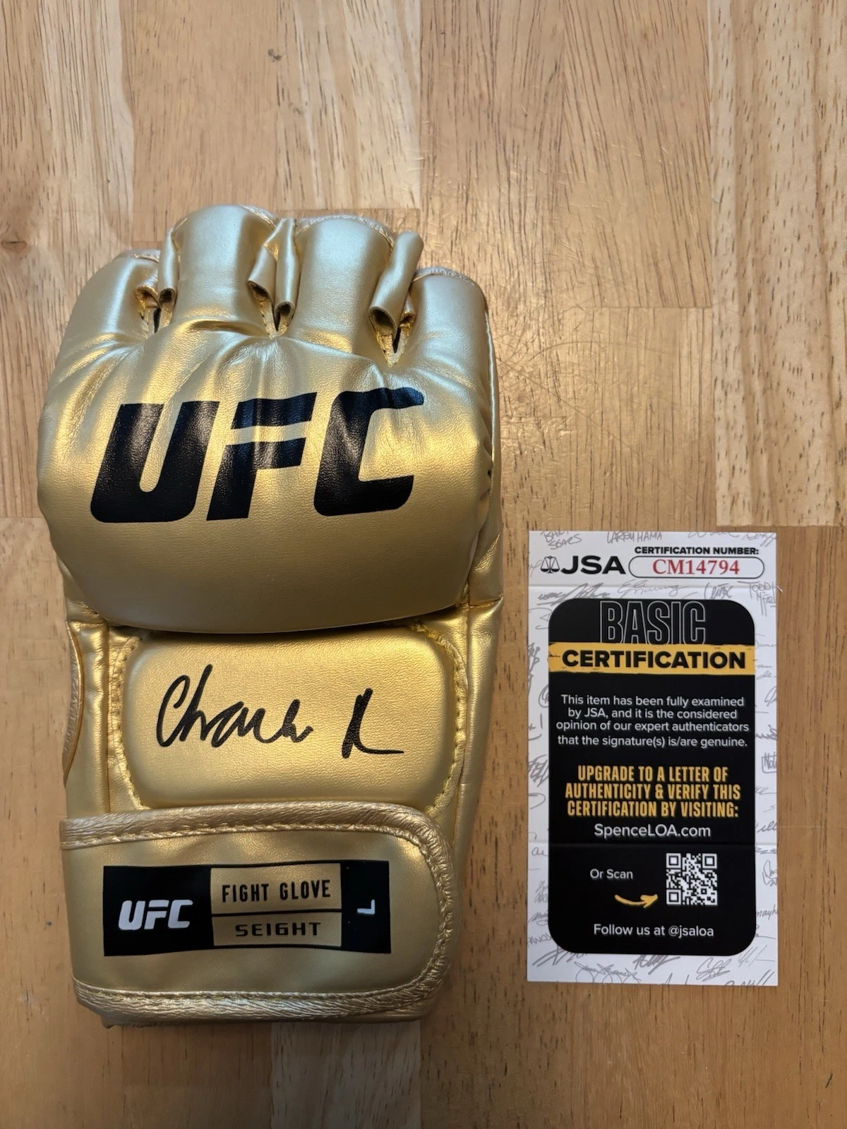 Charles Radtke SIGNED AUTOGRAPHED UFC GLOVE MMA FIGHTER GOLD JSA
