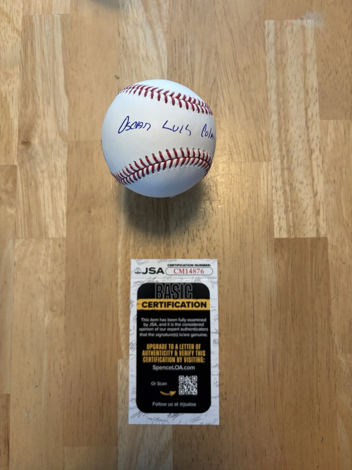 Oscar Colas Autographed Signed Chicago White Sox Baseball JSA COA. Full Name