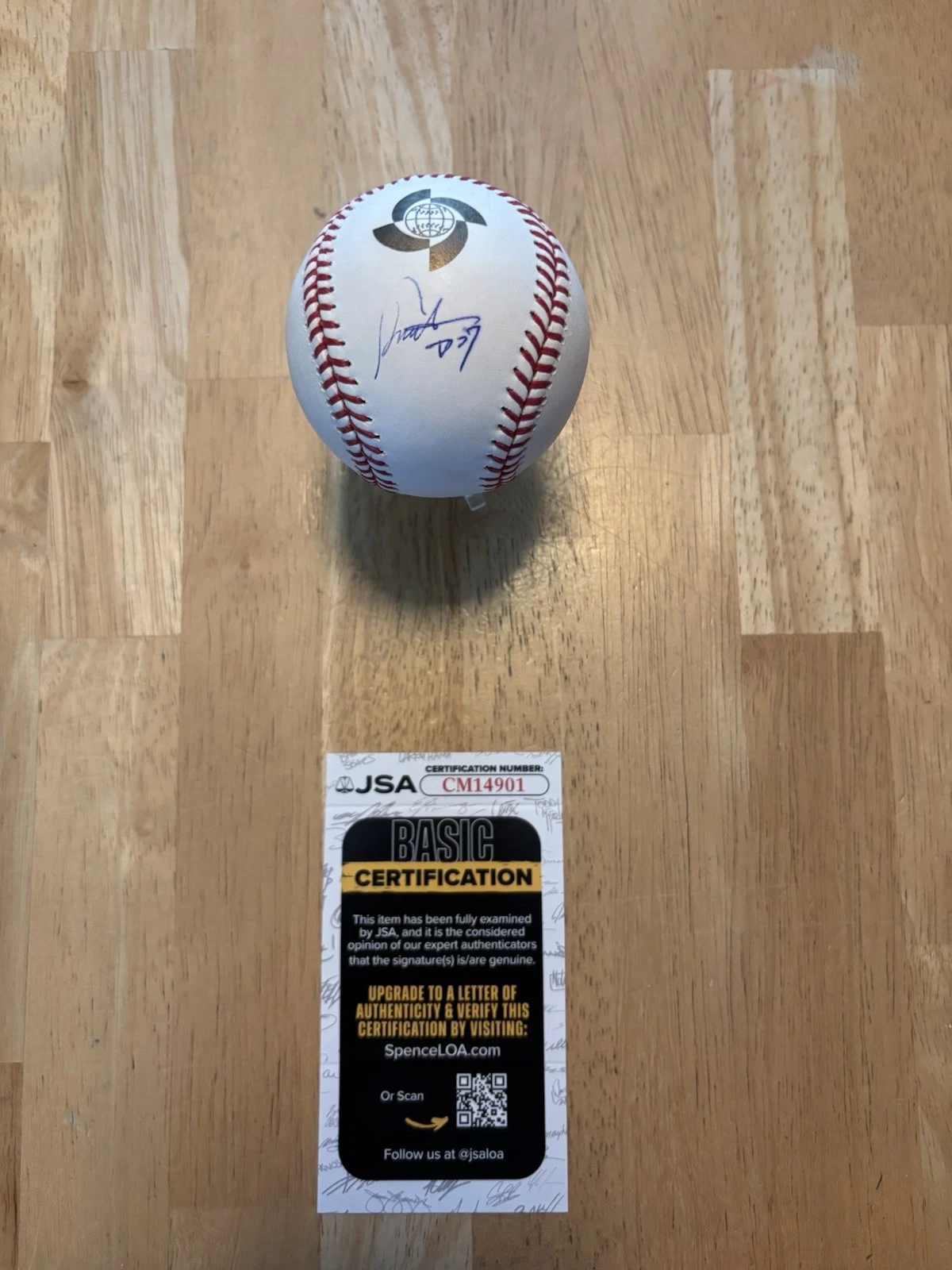 SHOTA OHNO SIGNED AUTOGRAPHED OFFICIAL WBC BASEBALL NIPPON HAM FIGHTERS. JSA Coa