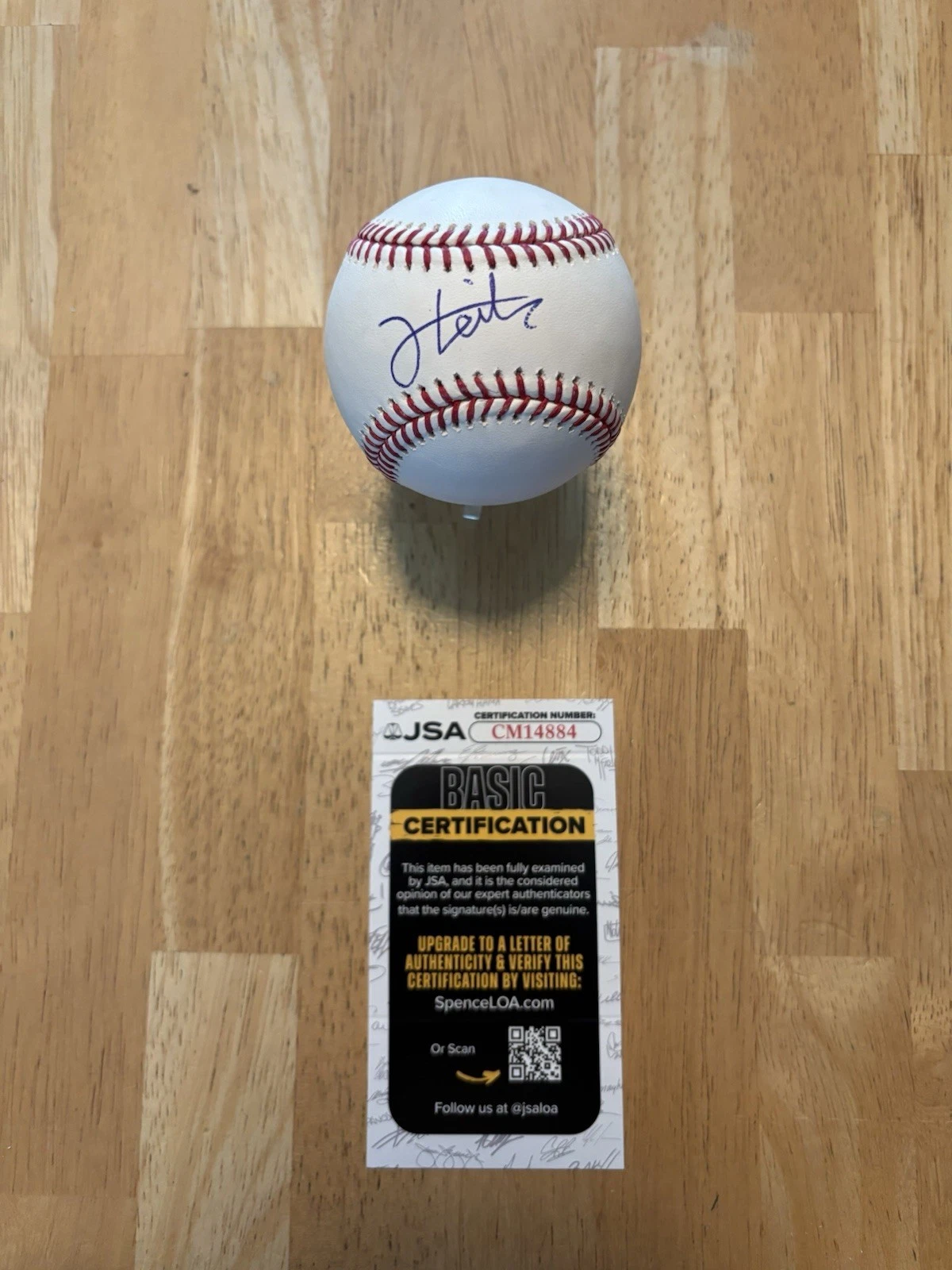 Jack Leiter signed autographed Rawlings Major League Baseball. JSA Coa