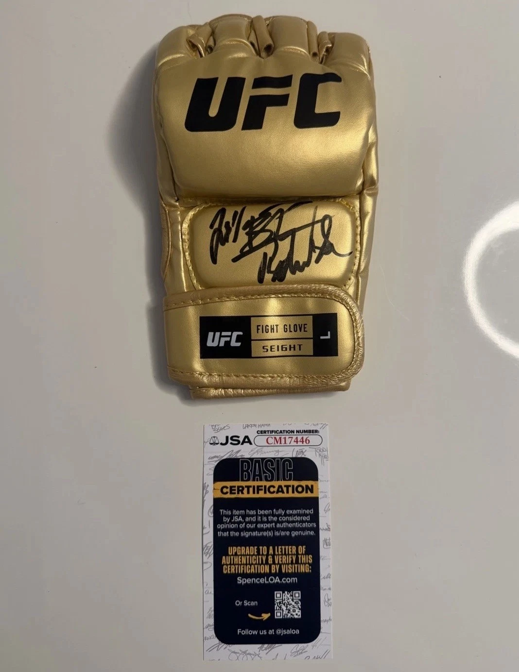 Jiri Prochazka Autographed Gold UFC MMA Glove Rare Full Signature JSA COA