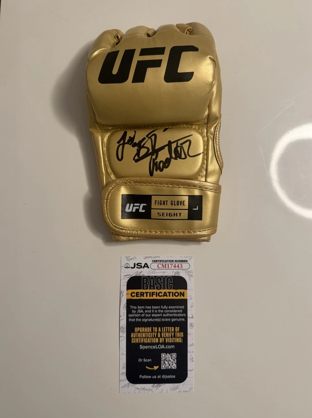 Jiri Prochazka Autographed Gold UFC MMA Glove Rare Full Signature JSA COA