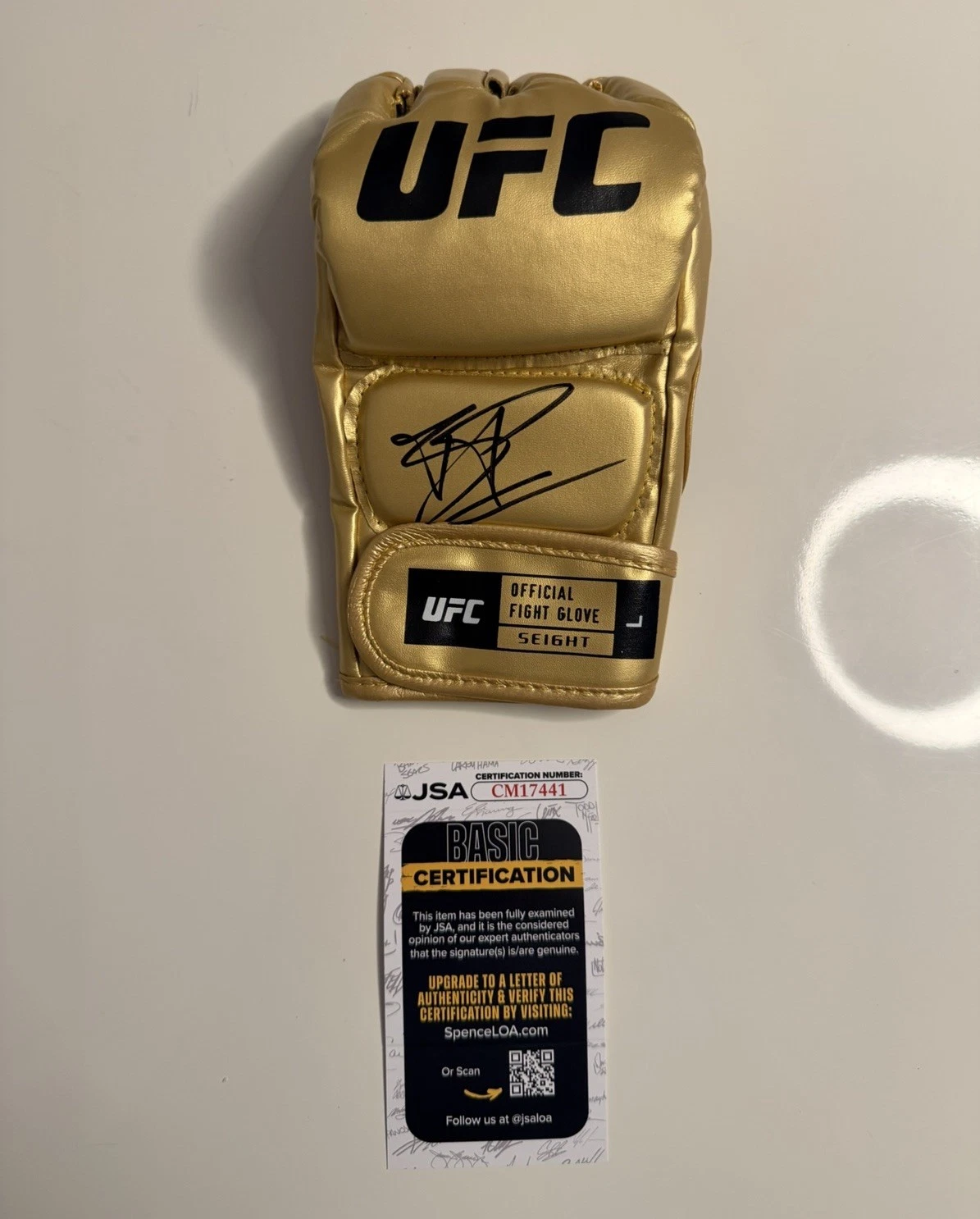 Jiri Prochazka Autographed Gold UFC Champ MMA Glove JSA COA