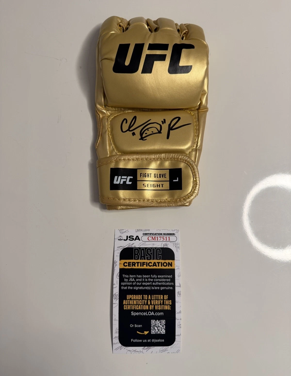 Chris Padilla Autographed Gold UFC Glove MMA Rare Taco JSA COA