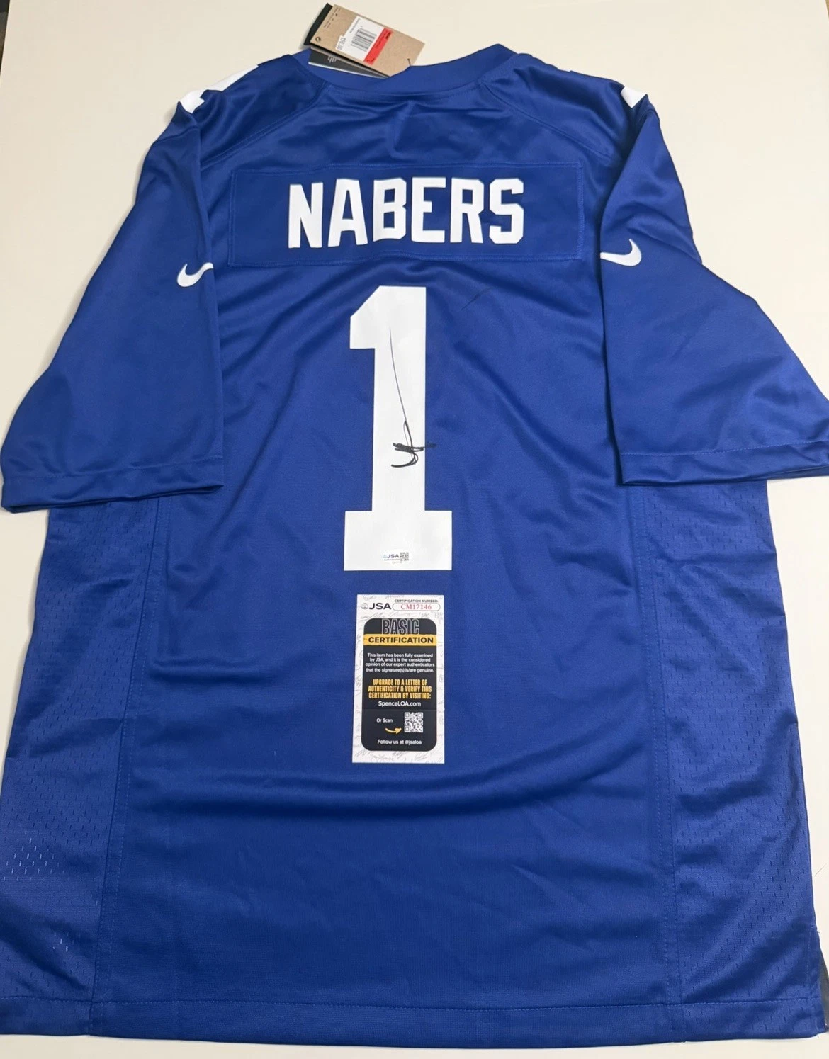 Malik Nabers New York Giants Autographed Authentic Jersey JSA COA READ