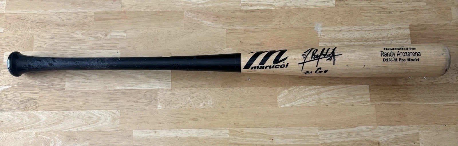 Randy Arozarena Game Used Autographed Bat. 2021 Roy. Beckett Coa. Mariners Rays