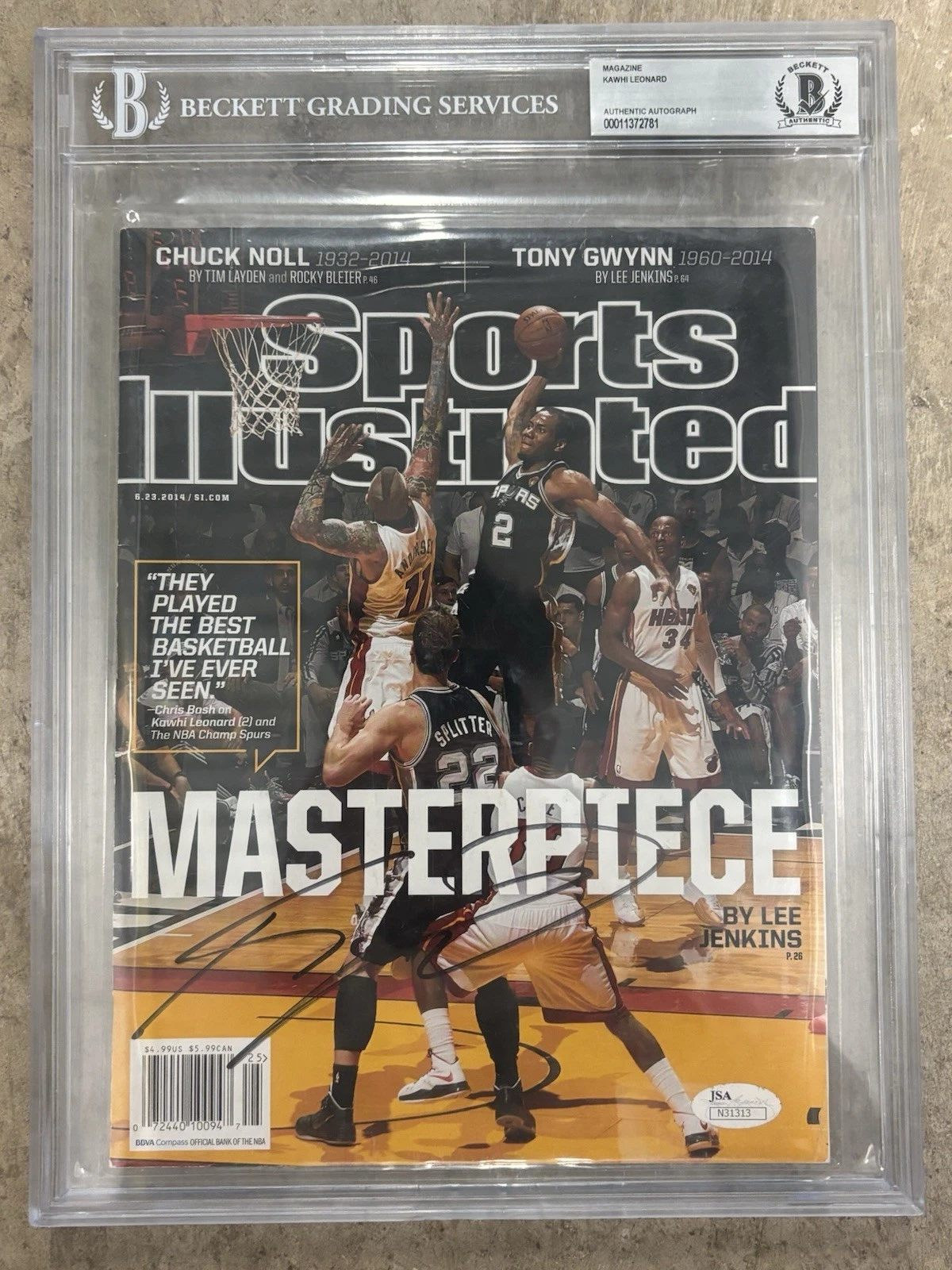 KAWHI LEONARD SIGNED Autographed  SPORTS ILLUSTRATED MAGAZINE. Encapsulated. JSA