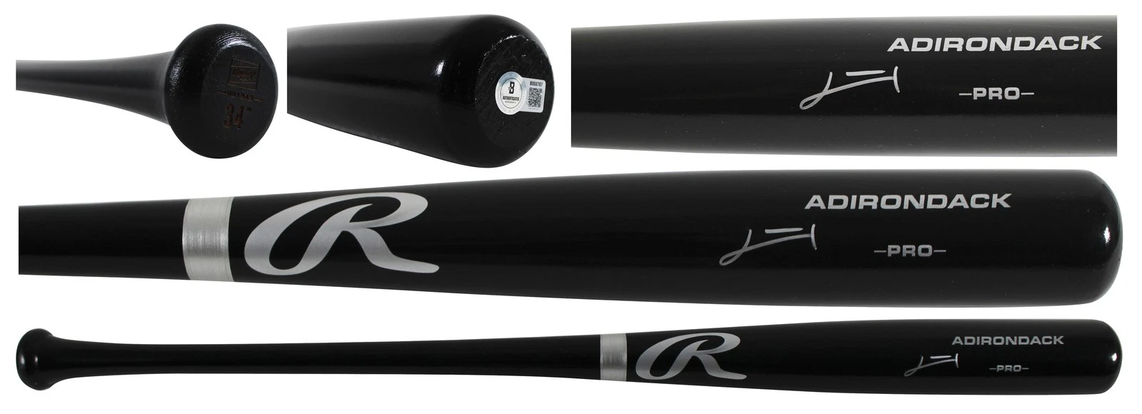 Rays Junior Caminero Authentic Signed Black Rawlings Adirondack Baseball Bat BAS