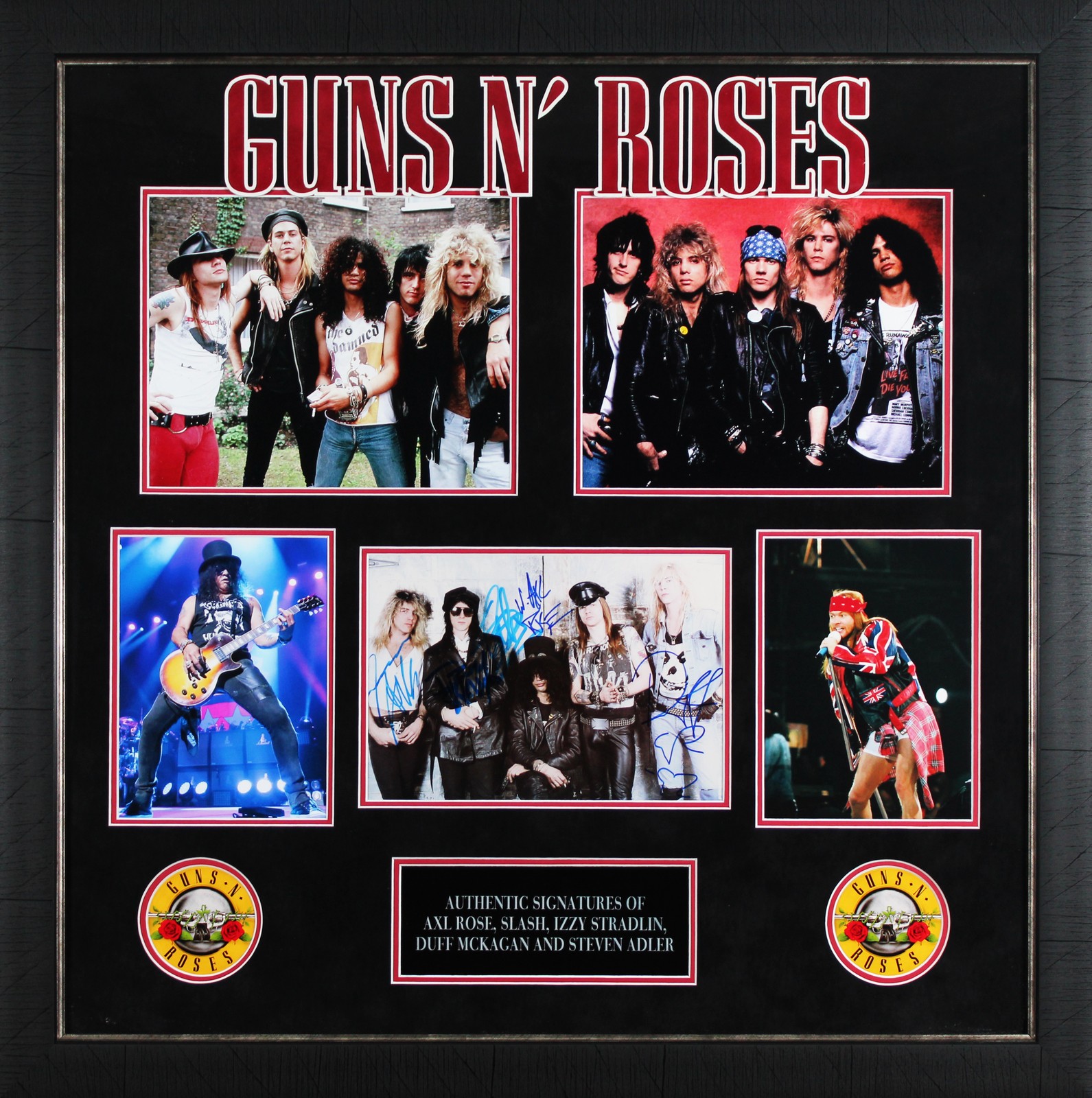 GNR (5) Rose, Slash, McKagan, Adler & Stradlin Signed 8x10 Framed Photo BAS LOA