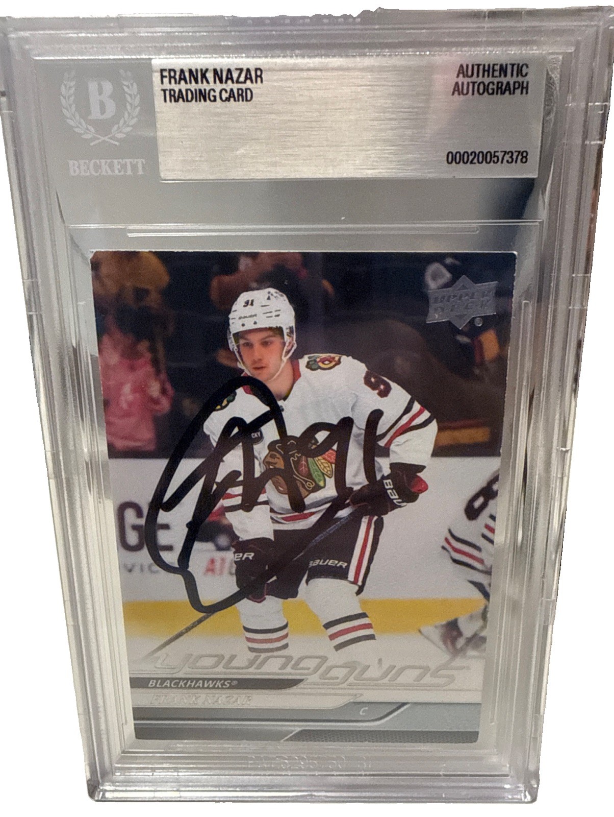 FRANK NAZAR signed 2024-25 Chicago Blackhawks Young Guns #227 card RC Beckett FN