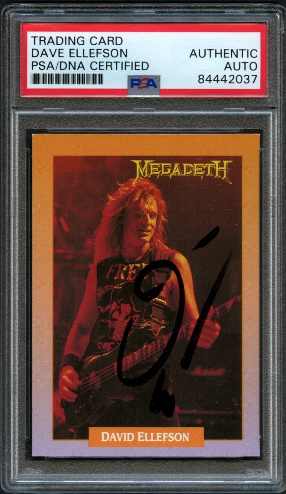 Dave Ellefson #223 signed autograph 1991 Rock Cards Megadeth Card PSA Slabbed