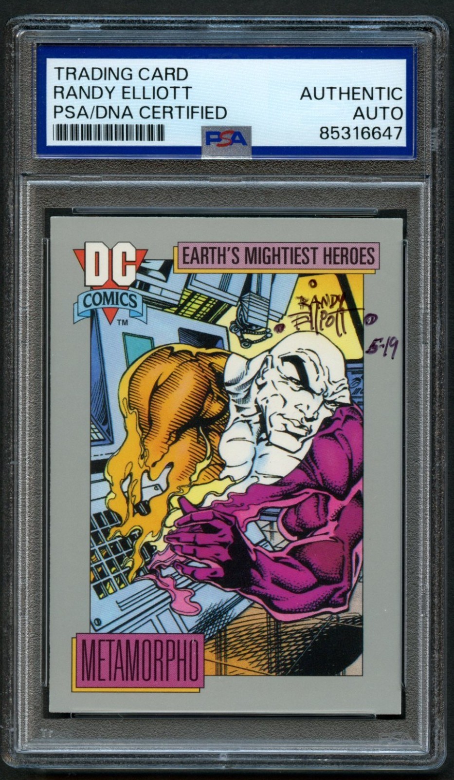 Randy Elliott #62 signed autograph 1991 DC Comic Artist Trading Card PSA Slabbed