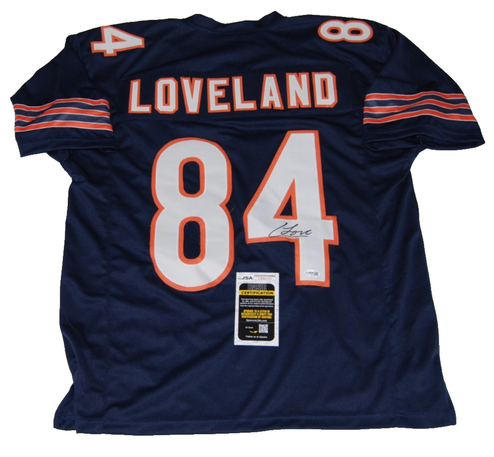 COLSTON LOVELAND signed (CHICAGO BEARS) custom NAVY football jersey JSA CR86370