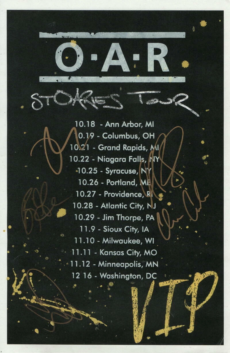 OAR FULL BAND (X5) SIGNED AUTOGRAPH 11X17 VIP STOARIES CONCERT TOUR POSTER