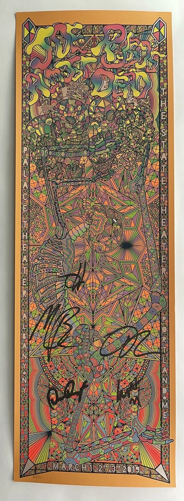 JOE RUSSO'S ALMOST DEAD SIGNED AUTOGRAPH 12X36 CONCERT POSTER - GRATEFUL DEAD