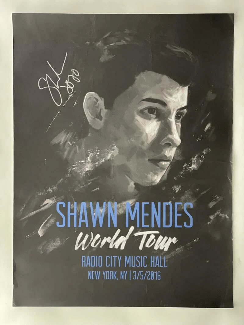 SHAWN MENDES SIGNED AUTOGRAPH 18X24 CONCERT TOUR POSTER - RADIO CITY NYC 3/5/16