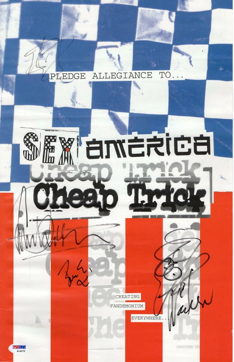 CHEAP TRICK BAND SIGNED AUTOGRAPH 11X17 CONCERT TOUR POSTER RICK NIELSEN +3  PSA