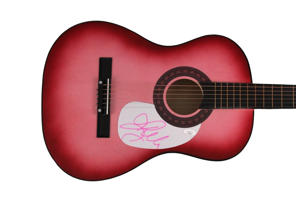 KELLY CLARKSON SIGNED AUTOGRAPH FS PINK ACOUSTIC GUITAR - THANKFUL BREAKAWAY JSA
