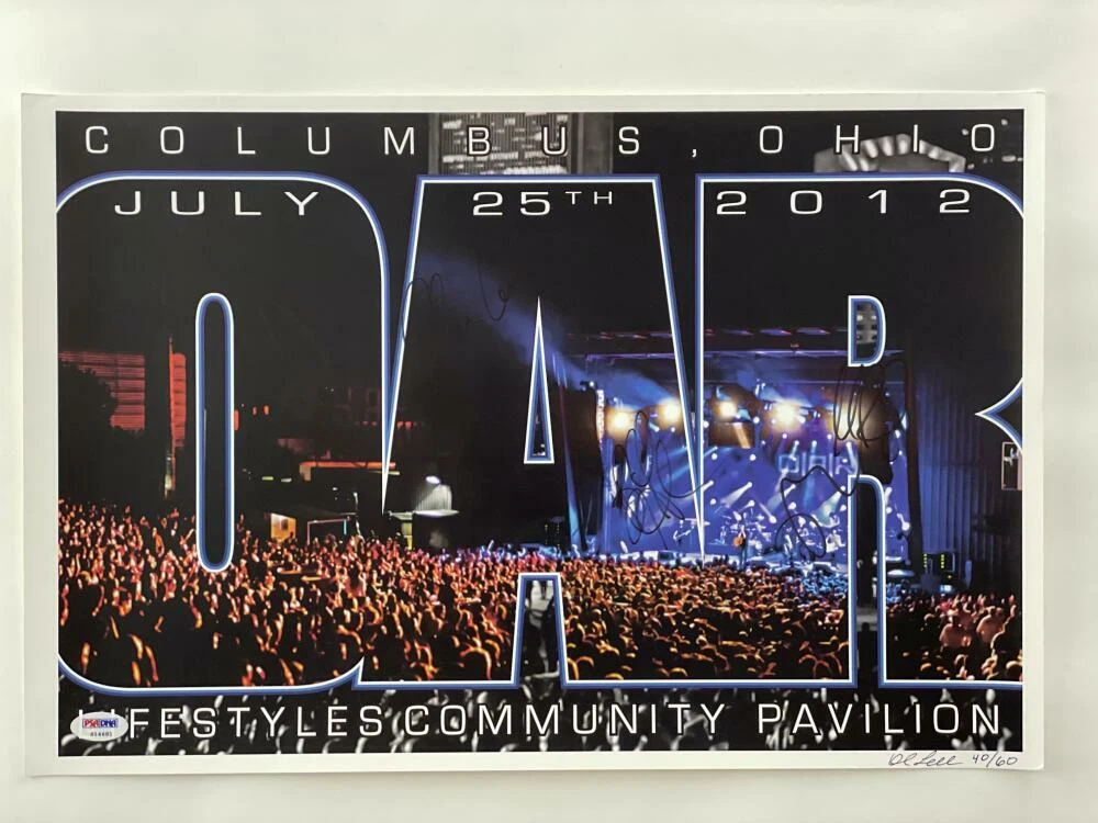 O.A.R. OAR BAND SIGNED AUTOGRAPH 12X18 CONCERT TOUR POSTER COLUMBUS 7/25/12 PSA
