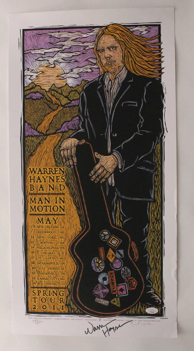 WARREN HAYNES SIGNED AUTOGRAPH 13X26 CONCERT TOUR POSTER ALLMAN BROTHERS W/ JSA