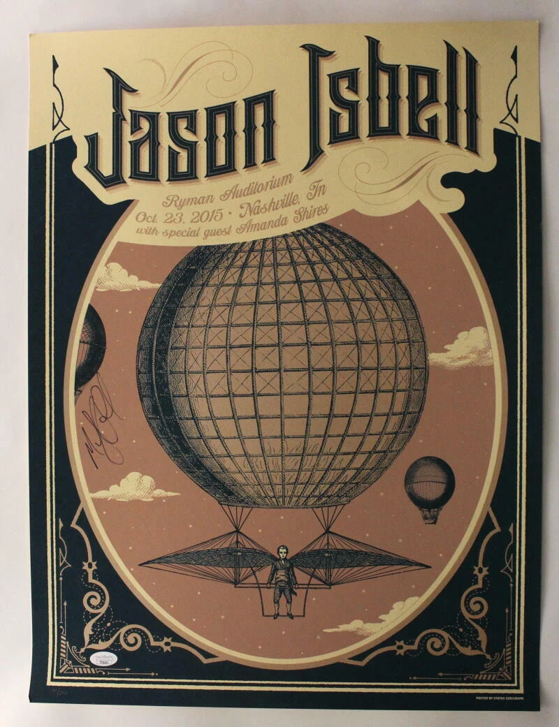 JASON ISBELL SIGNED AUTOGRAPH 18X24 CONCERT TOUR POSTER - NASHVILLE 10/23/15 JSA