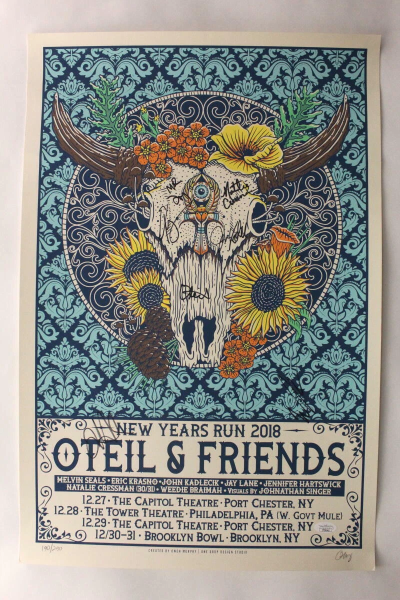 OTEIL BURBRIDGE AND FRIENDS SIGNED AUTOGRAPH 16X24 CONCERT TOUR POSTER W/ JSA