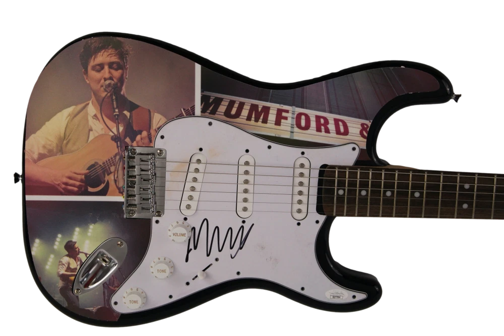 MARCUS MUMFORD SIGNED AUTOGRAPH CUSTOM 1/1 FENDER ELECTRIC GUITAR & SONS W/ JSA