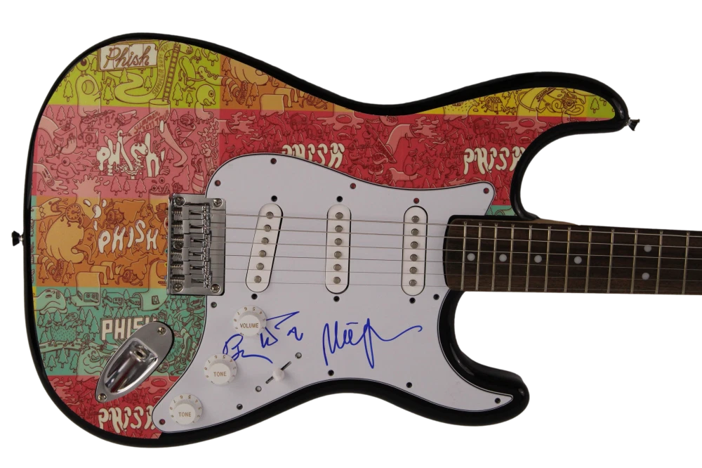 TREY ANASTASIO, MIKE PAGE SIGNED AUTOGRAPH CUSTOM 1/1 FENDER GUITAR PHISH W/ JSA