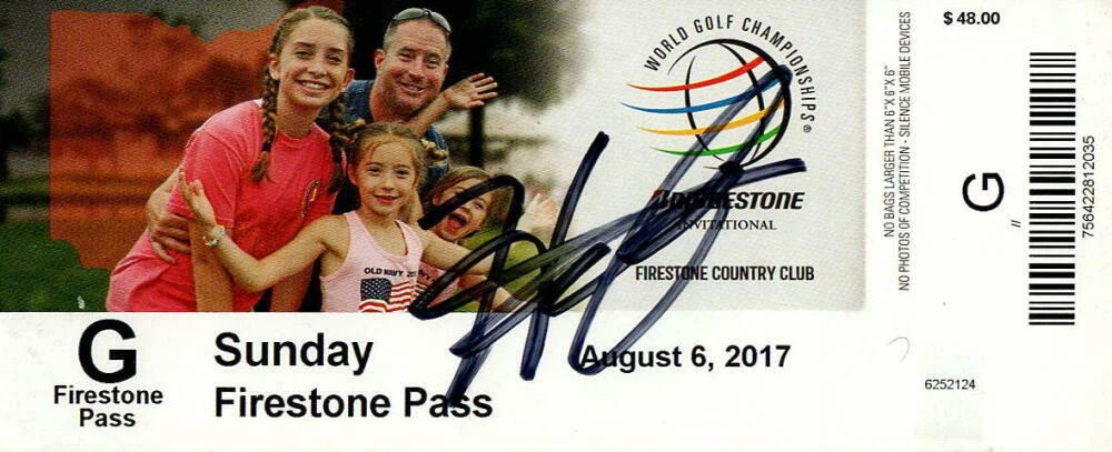 HIDEKI MATSUYAMA SIGNED AUTOGRAPH 2017 BRIDGESTONE SUNDAY TICKET MASTERS w/ JSA
