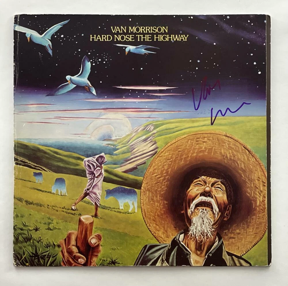 VAN MORRISON SIGNED AUTOGRAPH ALBUM VINYL RECORD - HARD NOSE ON THE HIGHWAY BAS