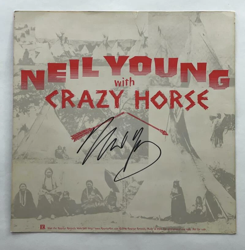 NEIL YOUNG SIGNED AUTOGRAPH 12X12 BROKEN ARROW CRAZY HORSE ALBUM INSERT W/ JSA