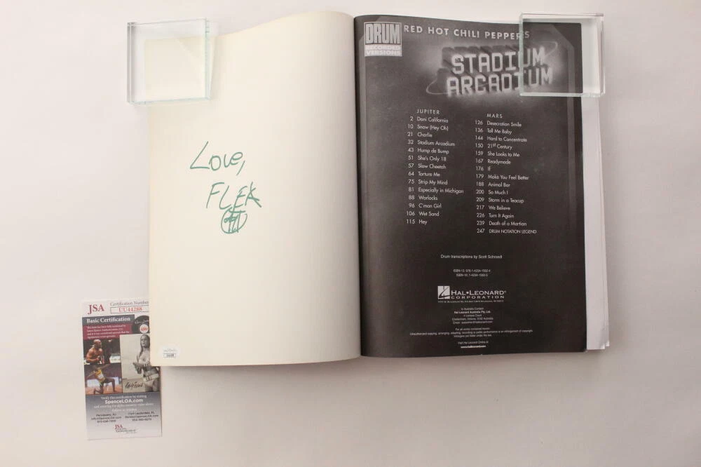 FLEA SIGNED AUTOGRAPH STADIUM ARCADIUM SHEET MUSIC BOOK RED HOT CHILI PEPPERS JS