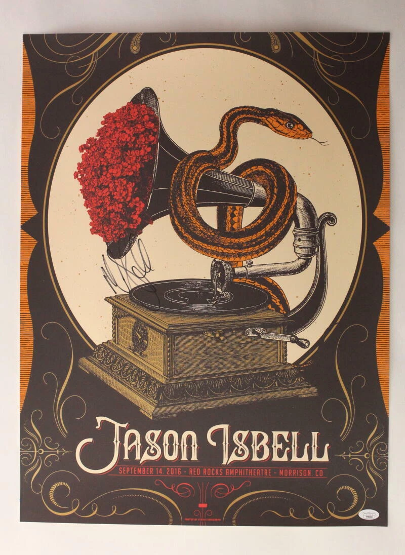 JASON ISBELL SIGNED AUTOGRAPH 18X24 CONCERT TOUR POSTER - RED ROCK 9/14/16 JSA