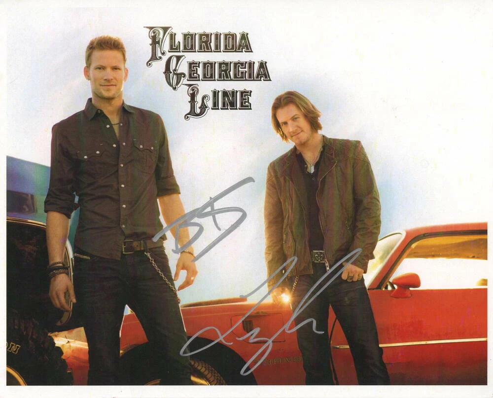 TYLER HUBBARD, BRIAN KELLEY SIGNED AUTOGRAPH 8X10 PHOTO FLORIDA GEORGIA LINE JSA