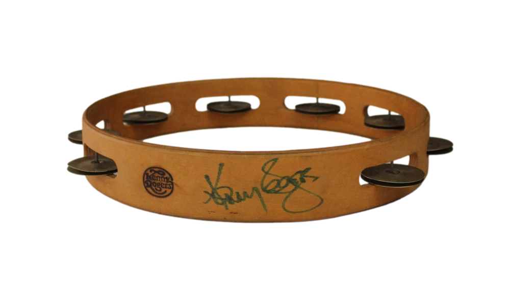 KENNY ROGERS SIGNED AUTOGRAPH TAMBOURINE - THE GAMBLER, VERY RARE W/ JSA LOA