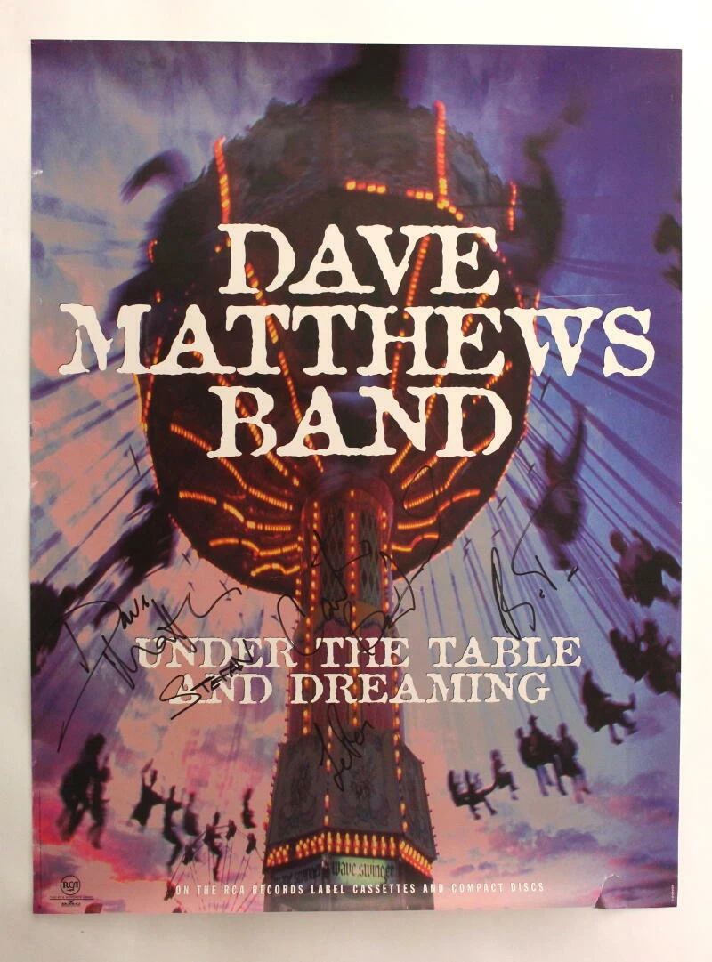 DAVE MATTHEWS FULL BAND x5 SIGNED AUTOGRAPH 18X24 CONCERT TOUR POSTER w/ JSA LOA